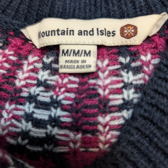 Mountain and Isles Fair Isle Sweater Navy Maroon Nordic Ski Sz M - Picture 4 of 8